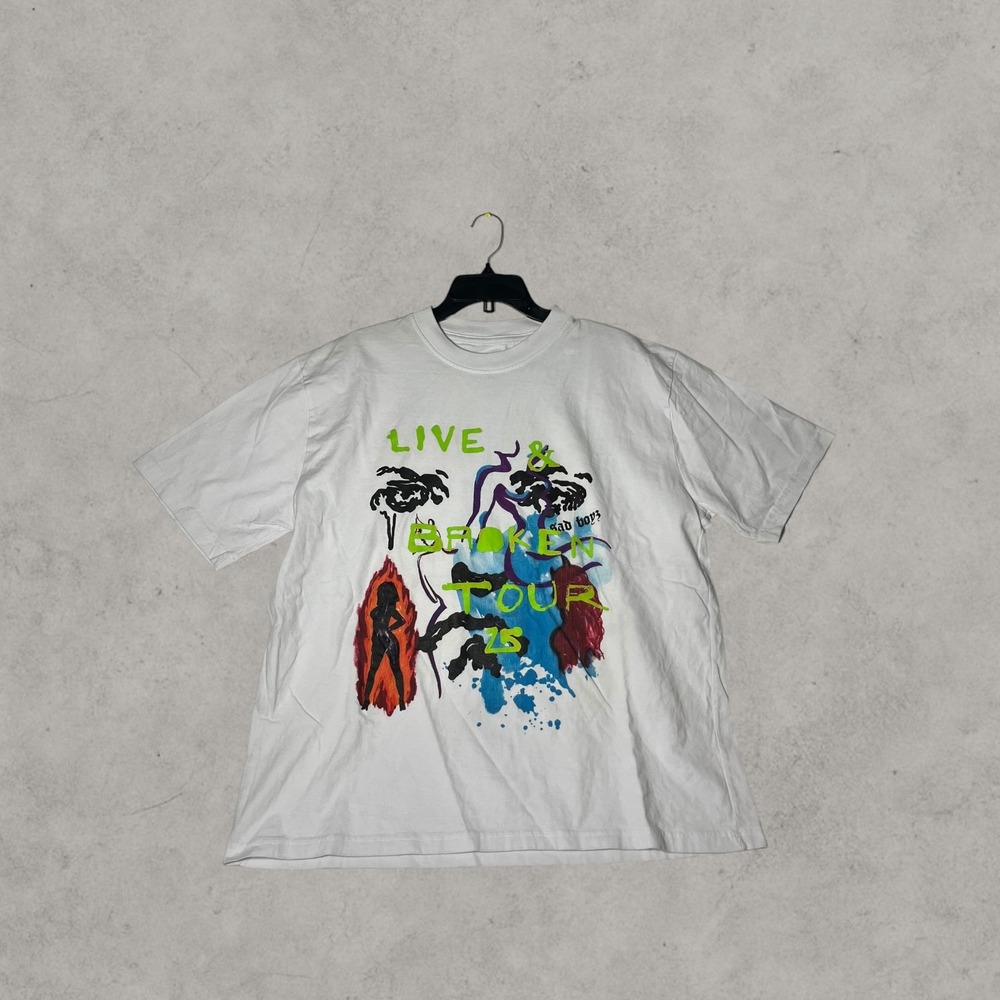 Live & Broken Tour 25 Graphic T-Shirt White Concert Merch Short Sleeve Tee